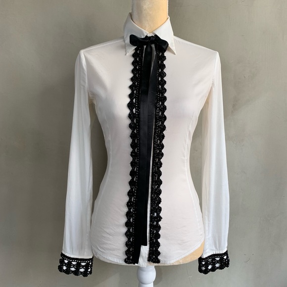 Dolce & GabbanaBlack & White Tuxedo Shirt